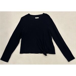 Madewell long sleeve ribbed knot front top black size large